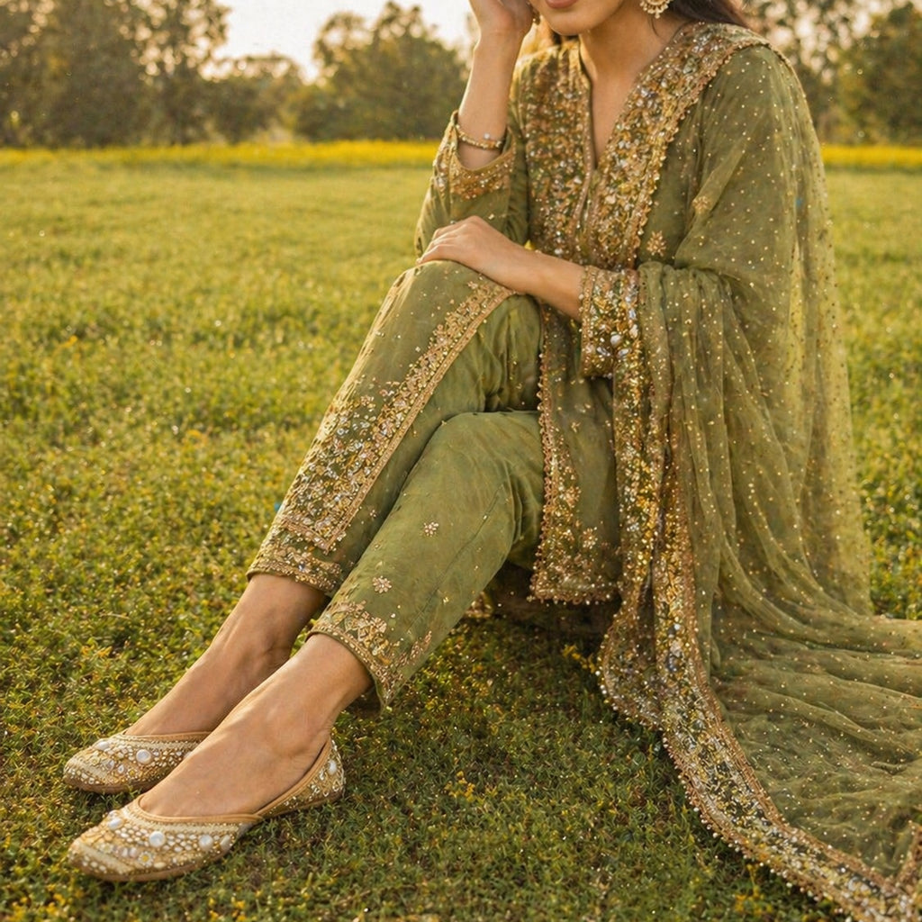 Noor Pearl Gold Punjabi Jutti