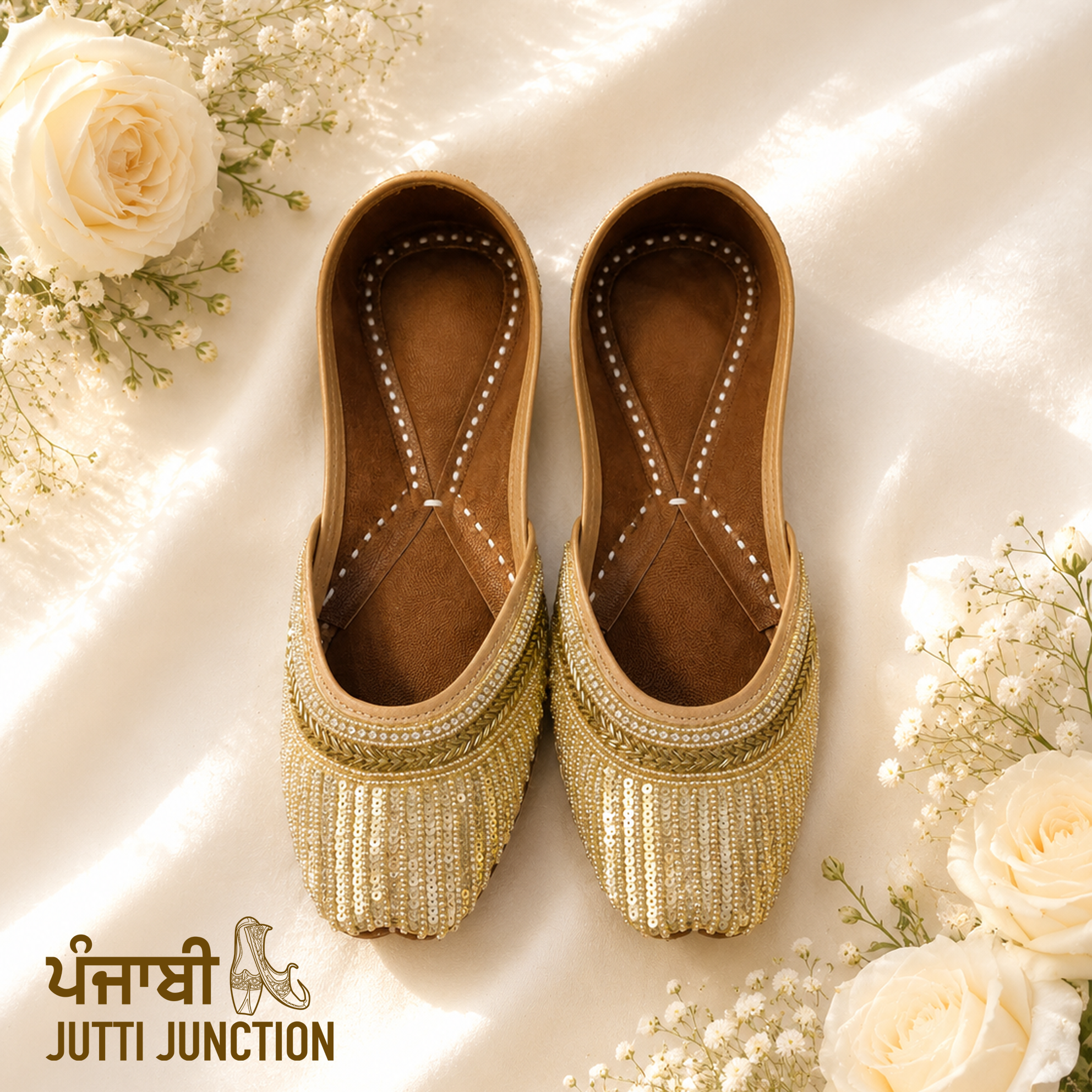 Noor Gold Sequin Punjabi Jutti